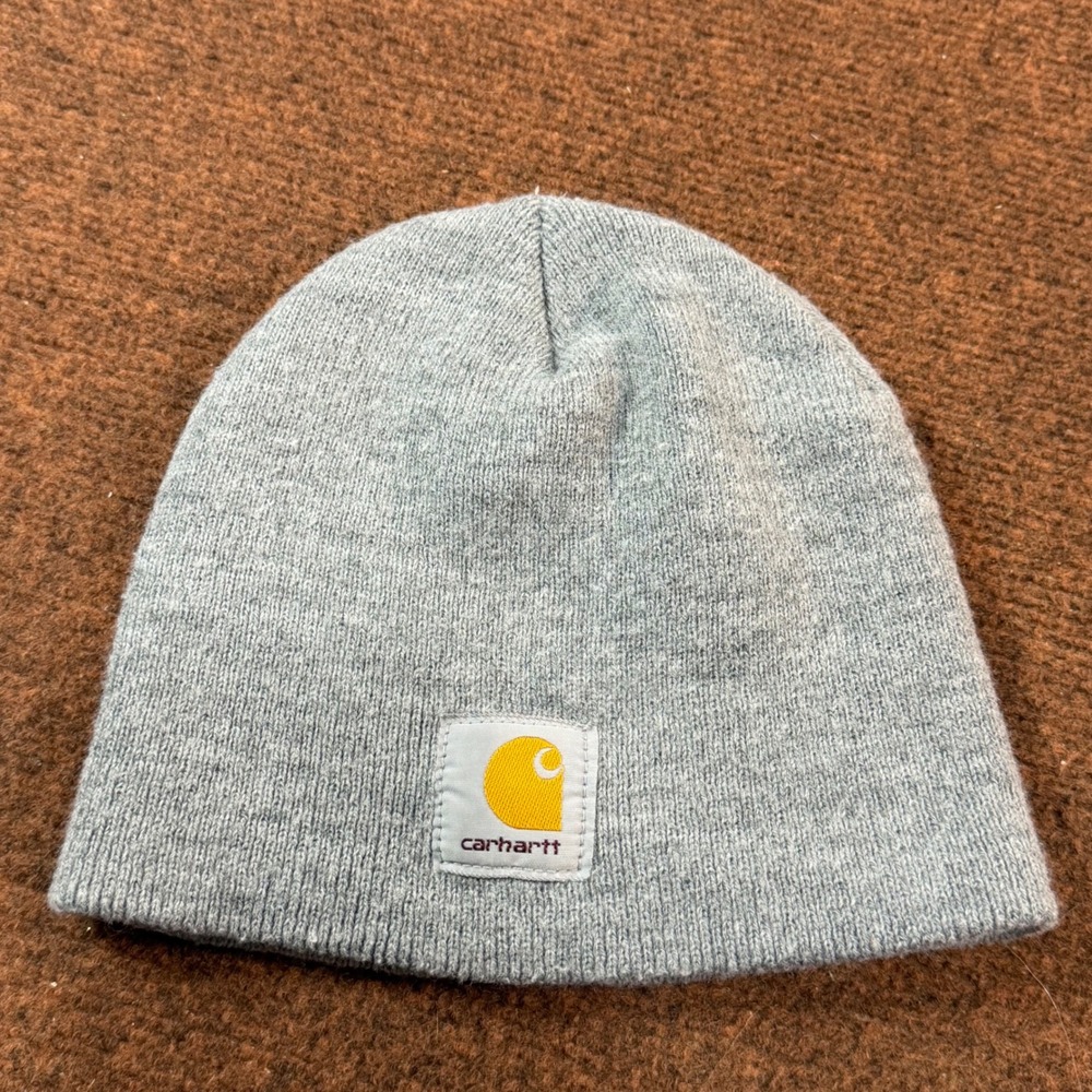 A+ Carhartt Mens Gray Acrylic Knit Beanie Watch Cap Made in USA A205HGY F13
